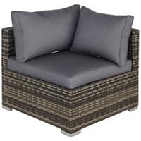 Outsunny Rattan Corner Sofa Garden Rattan Furniture Single Sofa Chair Dark Grey