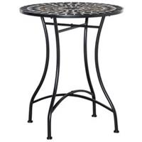 Outsunny 60cm Mosaic Round Bistro Table Outdoor Garden Side Table, Black