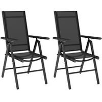 Outsunny 2PCS Folding Chair w/ Breathable Mesh Back and Seat, Black