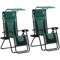 Outsunny 2 Pcs Zero Gravity Lounger Chair, Folding Reclining Chair, Green