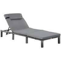 Outsunny Garden Rattan Furniture Recliner Lounger Sun Reclining Daybed Patio