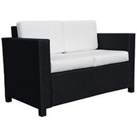 Outsunny Rattan Wicker 2-seat Sofa Loveseat Padded Garden Furniture Black