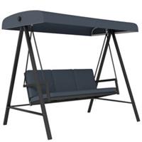 Outsunny 3 Seater Garden Swing Chair with Adjustable Canopy, Dark Grey