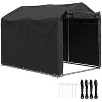 Outsunny Garden Tool Storage Shed with Roll-up Zipper Door, Black