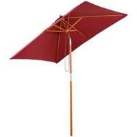 Outsunny Wooden Patio Umbrella Market Parasol Outdoor Sunshade 6 Ribs Wine Red