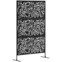 Outsunny Decorative Outdoor Divider Privacy Panel with Stand, Bamboo Black