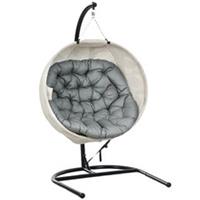 Outsunny Hanging Egg Chair Outdoor Indoor Swing Chair, Folding Basket, Grey