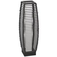 Outsunny Rattan Solar Floor Lamp w/ Auto On/Off LED Light for Porch, Yard, Grey