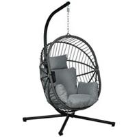 Outsunny Hanging Swing Chair w/ Thick Cushion, Patio Hanging Chair, Grey