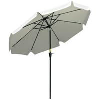 Outsunny 2.7m Patio Umbrella Garden Parasol with Crank, Ruffles, 8 Ribs, White
