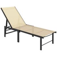 Outsunny Sun Lounger, 5-Level Reclining Sunbed, Khaki