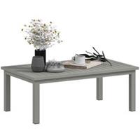 Outsunny Aluminium Outdoor Coffee Table Patio Table w/ Grey Wood Grain Effect