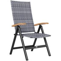 Outsunny Outdoor Folding Rattan Chair, Dining Chair, Light Grey