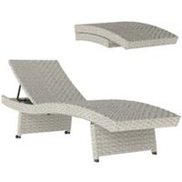 Outsunny PE Rattan Sun Lounger with 4-Level Adjustable Backrest, Grey