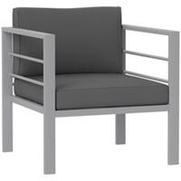 Outsunny Patio Furniture Aluminium Armchair with Cushions, Charcoal Grey