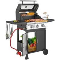 Outsunny 3 Burner Propane Gas BBQ Grill with See-through Lid and Thermometer