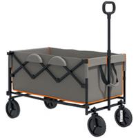 Outsunny 160L Folding Trolley Cart w/ Adjustable Handle, Grey and Orange