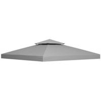 Outsunny 3m 2 Tier Garden Gazebo Top Cover Replacement, Grey , Refurbished