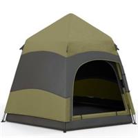 Outsunny 4 Person Camping Tent Festival Hiking Shelter, Dark Green