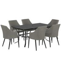 Outsunny 6 Seater Garden Furniture with Cushions, Parasol Hole, Grey