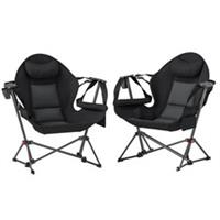 Outsunny Hammock Camping Chair Set, Black, Refurbished