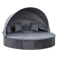 Outsunny Garden Daybed w/ Cushioned Round Sofa Bed Conversation Furnitur Set