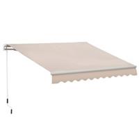 Outsunny 4x2.5m Manual Awning Window Door Sun Weather Shade w/ Handle Beige