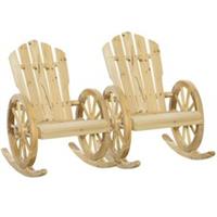 Outsunny 2 Piece Adirondack Rocking Chair Porch Poolside Garden Lounging