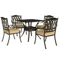 Outsunny 5 Pieces Cast Aluminium Garden Dining Set with Parasol Hole, Bronze