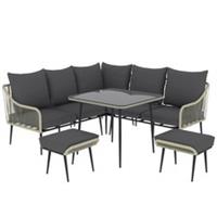 Outsunny 6 Piece Garden Furniture Set Garden Sofa with Cushions, Light Grey