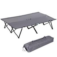 Outsunny Double Camping Folding Cot Grey, Refurbished