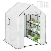 Walk-in Greenhouse w/ 8 Shelves Outdoor White, Refurbished