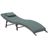 Outsunny Folding Rattan Sun Lounger, Refurbished