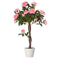 Outsunny 90cm Artificial Rose Tree, Pink , Refurbished