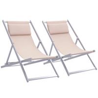 Outsunny 2Pcs Chaise Lounge Recliner, Beige, Refurbished