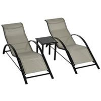 Outsunny Lounge Chair Set w/ Table Grey, Refurbished