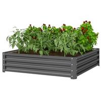 Outsunny Metal Raised Garden Bed Planter Light Grey, Refurbished