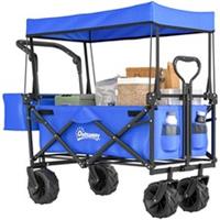 Outsunny Wagon Cart w/ Canopy Top Blue, Refurbished