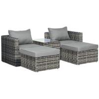 Outsunny 5 Pcs Rattan Furniture Set, Grey, Refurbished