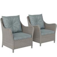 Outsunny 2 Rattan Chairs with Cushions, Light Grey, Refurbished