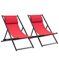 Outsunny 2Pcs Chaise Lounge Recliner, Red, Refurbished