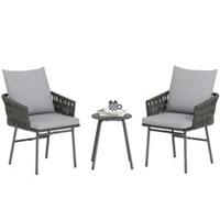 Outsunny Bistro Set with Table and Chairs, Grey, Refurbished