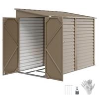 Outsunny 5 x 9ft Galvanised Metal Garden Shed with Foundation Kit, Brown