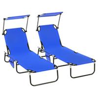 Outsunny Sun Loungers w/ Reclining Back Blue, Refurbished