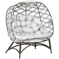 Outsunny 2 Seater Egg Chair w/ Cushion Grey, Refurbished