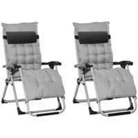 Outsunny 2PCS Reclining Zero Gravity Chair Cushions, Light Grey, Refurbished