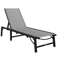 Outsunny Folding Sun Lounger, 5-Position, Grey, Refurbished