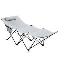 Outsunny Grey Folding Camp Bed w/ Side Pocket, Refurbished