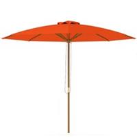 Outsunny Orange Wooden Parasol w/ Rope Pulley, Refurbished