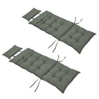 Outsunny 2-Piece Patio Chair Cushion Set w/ Pillow, Grey, Refurbished